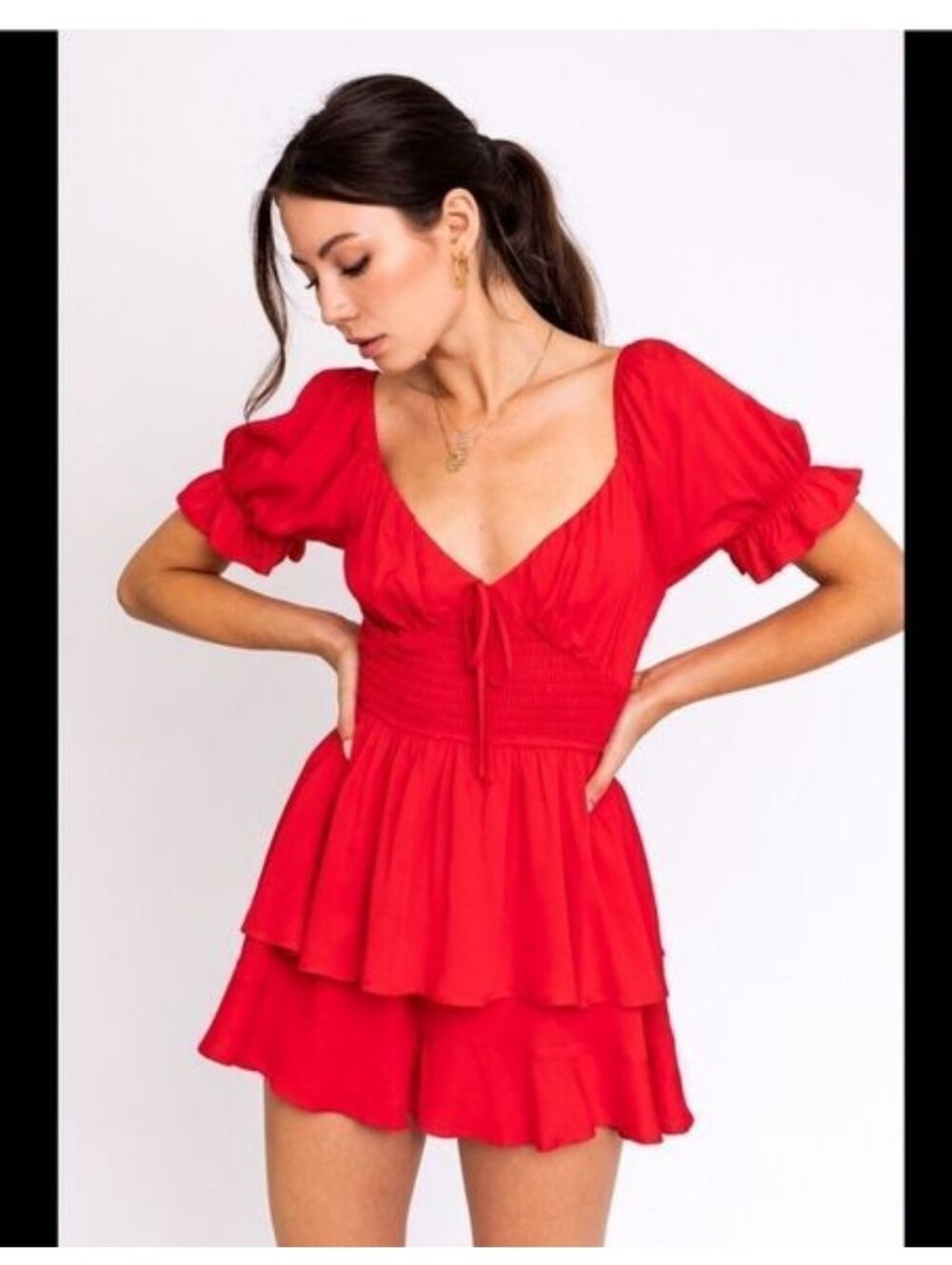 Le Lis Red Shorts Romper